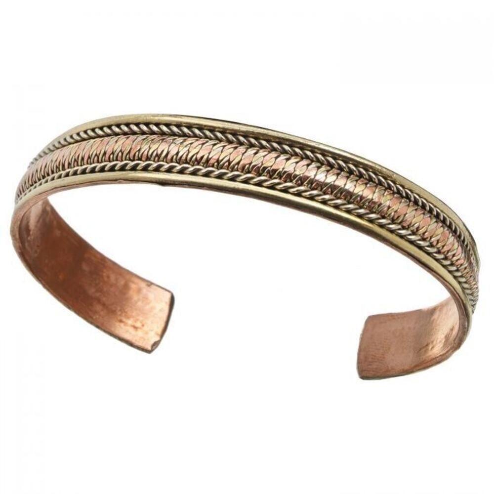 Traditional Nepalese Healing Path Cuff Bracelet Mixed Metal Copper Fair Trade